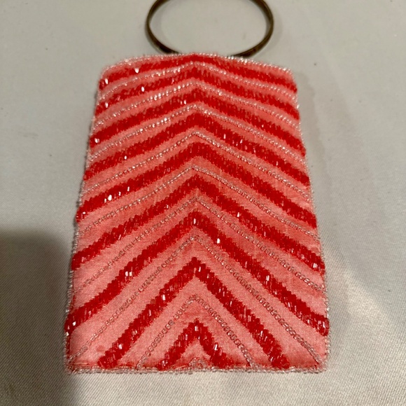 Vintage Pink Silk Beaded Wristlet Purse Evening Hand Bag Boho Barbiecore - Picture 2 of 4